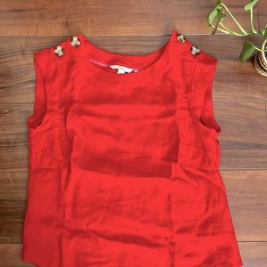 Boden Red Linen Sleeveless Blouse — US Size 4